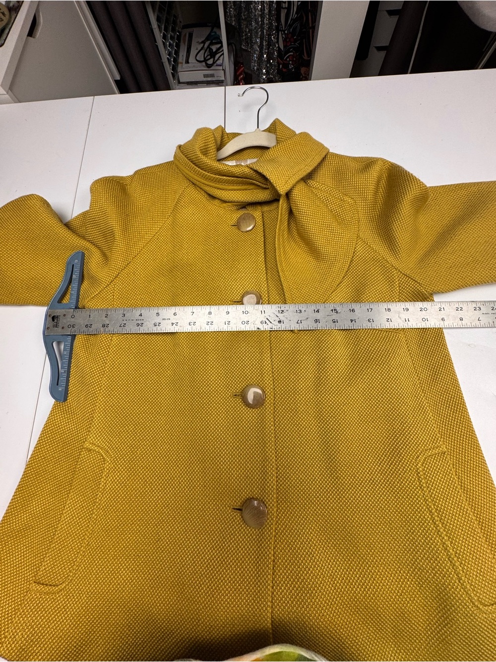 Tabitha Mustard Bow-Collar Wool-Blend Swing Coat - Picture 9 of 9